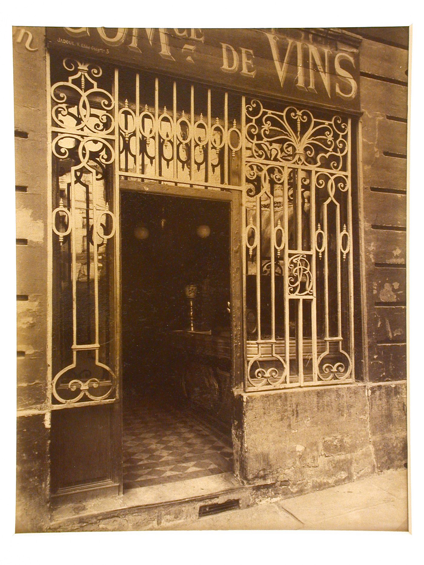 Detail of façade of 18th century bistro, Paris, France