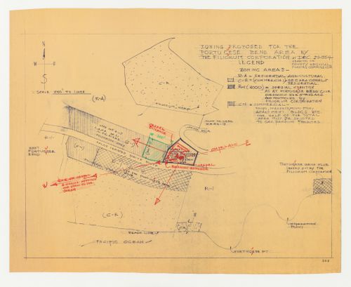 Wayfarers' Chapel, Palos Verdes, California: Zoning map showing a proposal for Filiorum Corporation property to the south and west of the chapel site