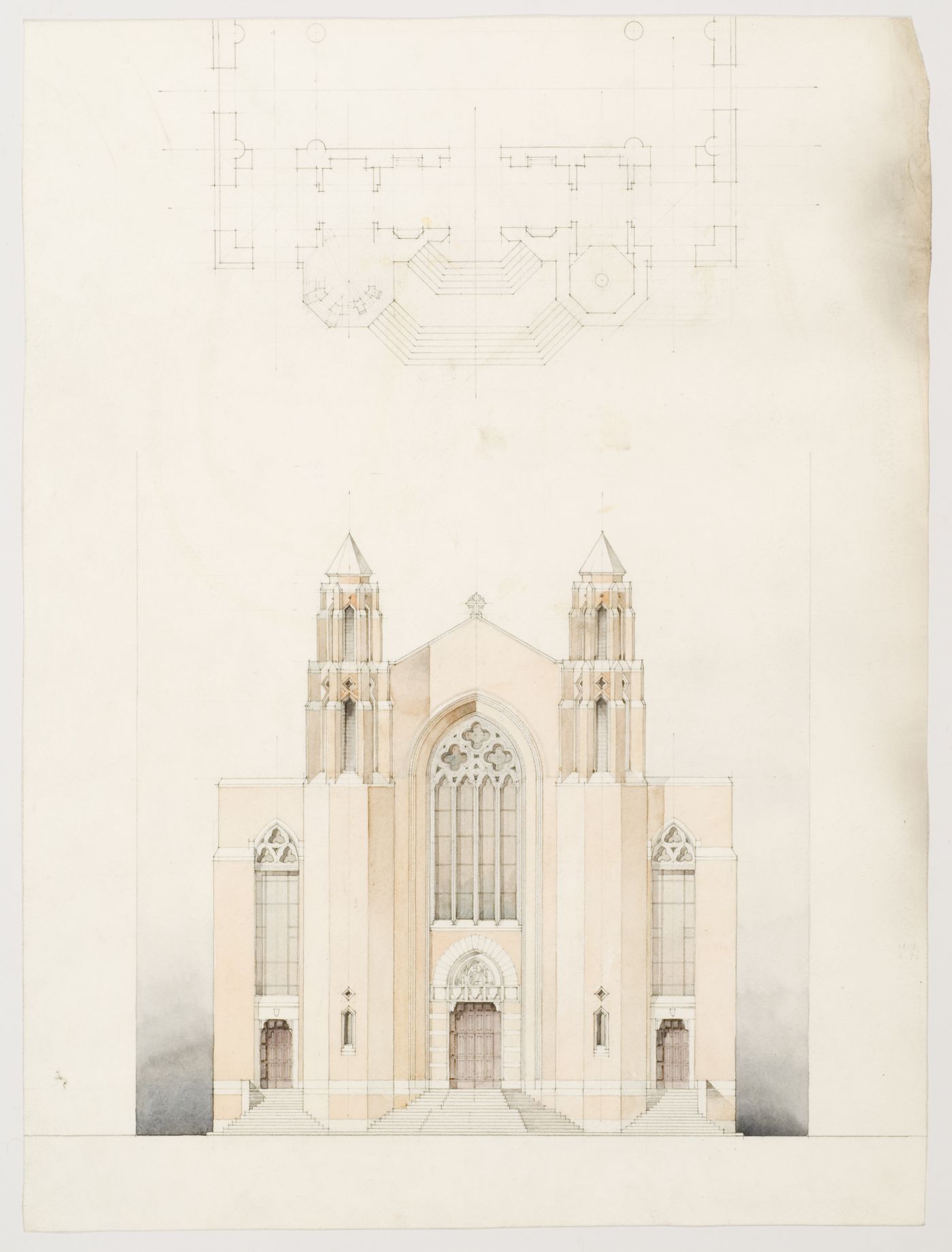 Élévation et plan, Église Saint-Louis-de-France, Montréal, Canada