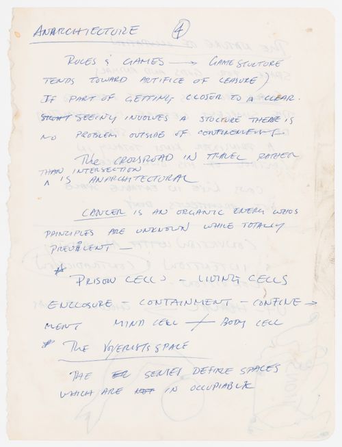 Note entitled  "Anarchitecture 4"