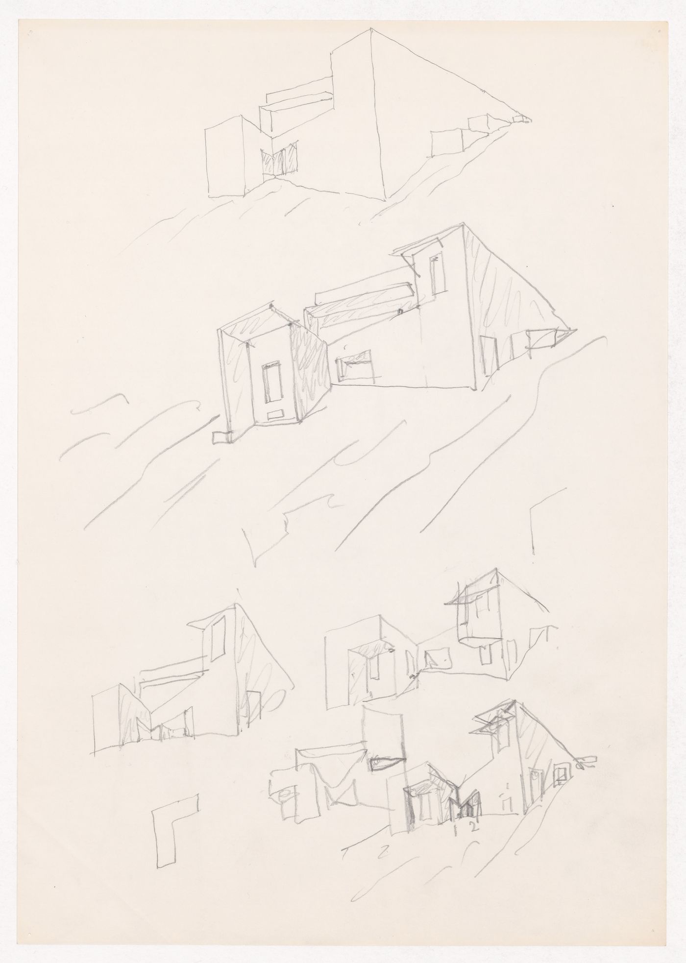 Sketch exterior perspectives for Casa Guardiola, Puerto de Santa Maria, Spain