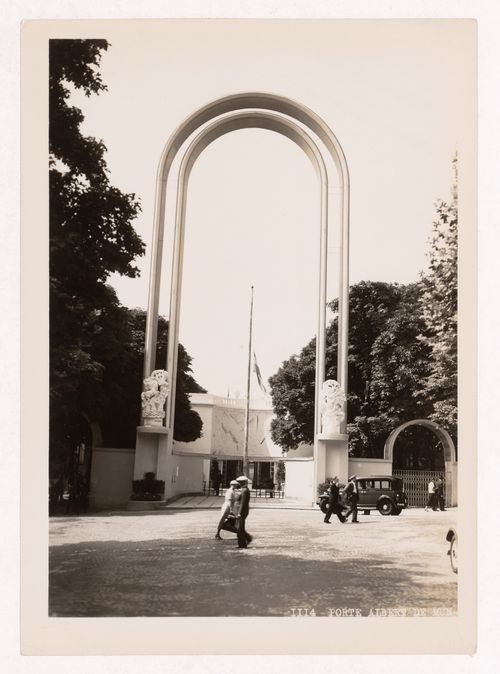 View of the Porte Albert de Mun with the Greek pavilion in the background, 1937 Exposition internationale, Paris, France