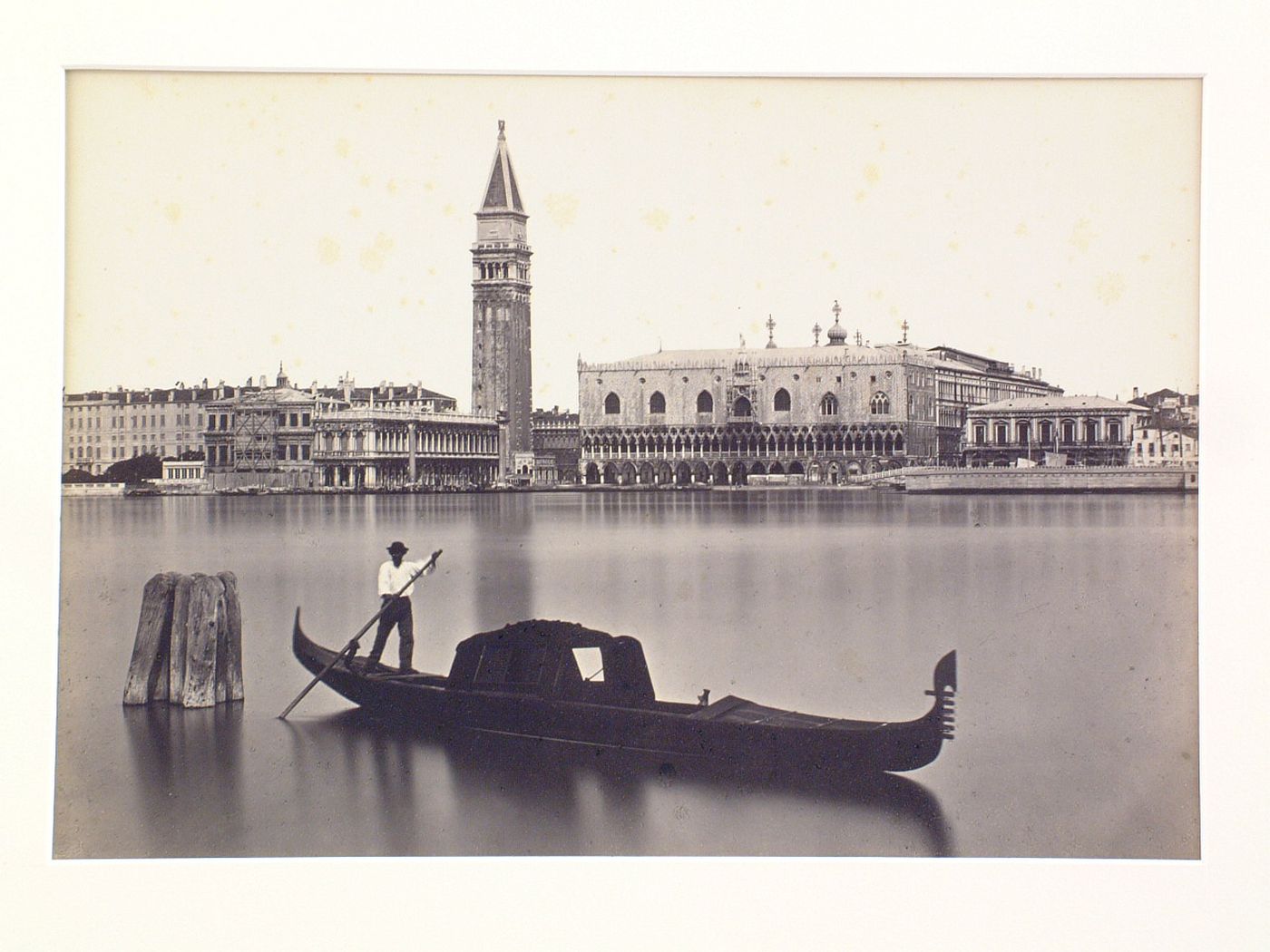View of the Piazzetta from the water, with library, campanille, and Doge's Palace, Venice, Italy