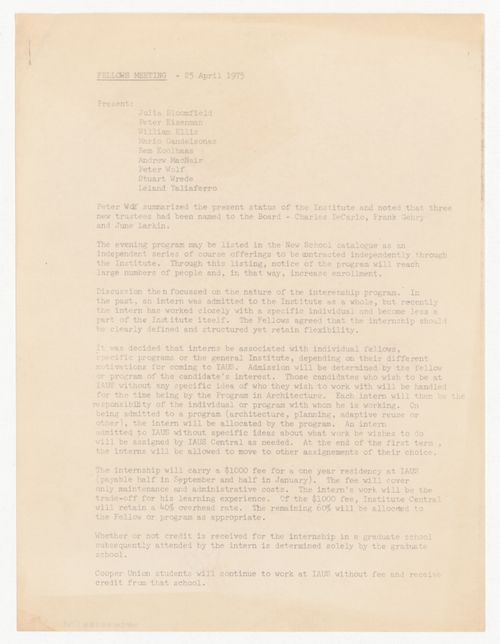 Minutes of meeting of the Fellows