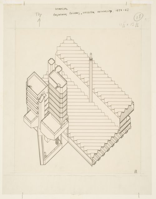 Leicester University Engineering Building, Leicester, England: axonometric