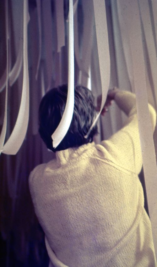 Slide of a visitor in the installation Paper/Midwestern Ocean