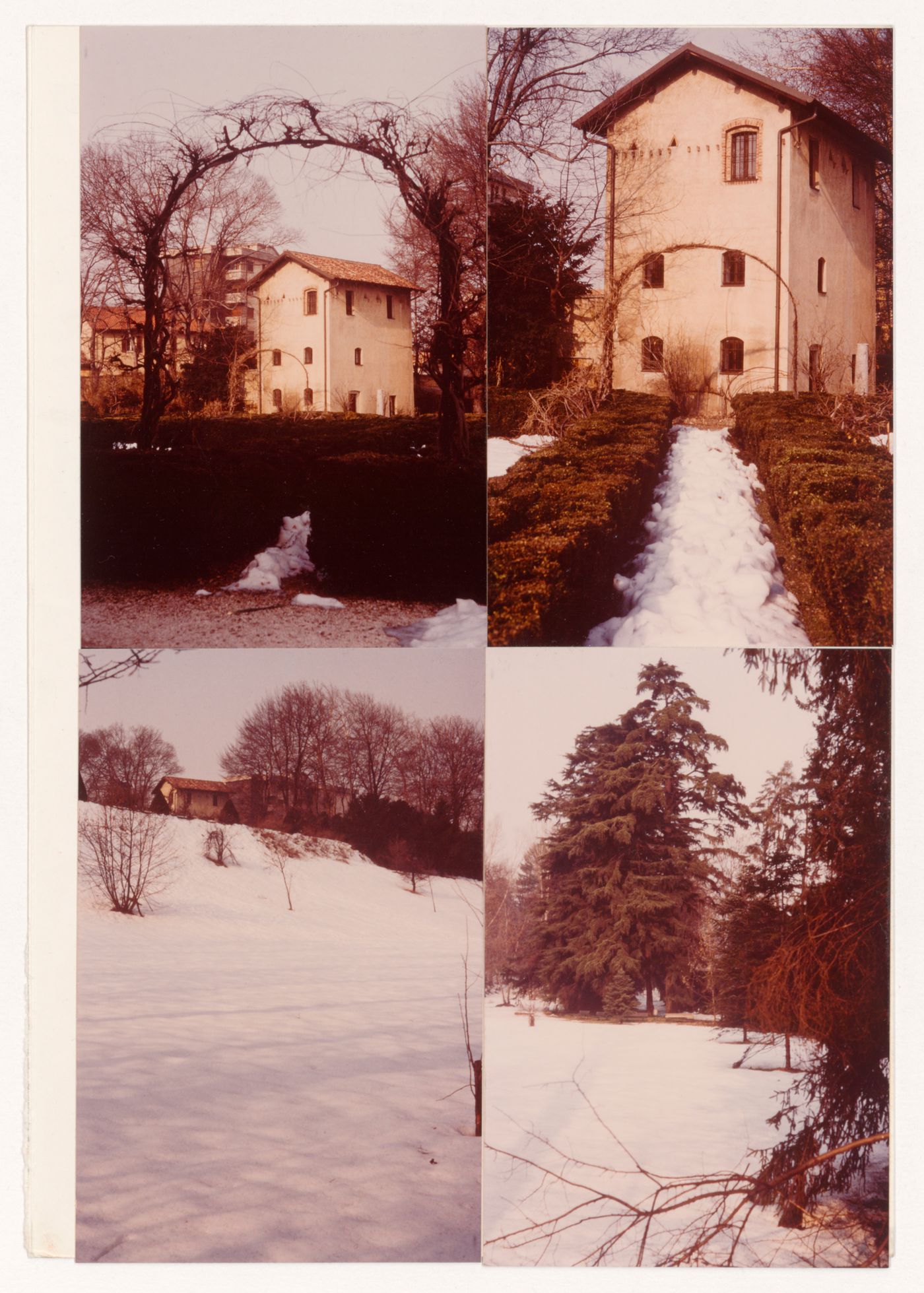 Views of Villa Cusani Confalonieri, Carate Brianza, Italy, as part of Aldo Rossi's project file "Progetto Pilota 1984", a proposal for the restauration of the villa