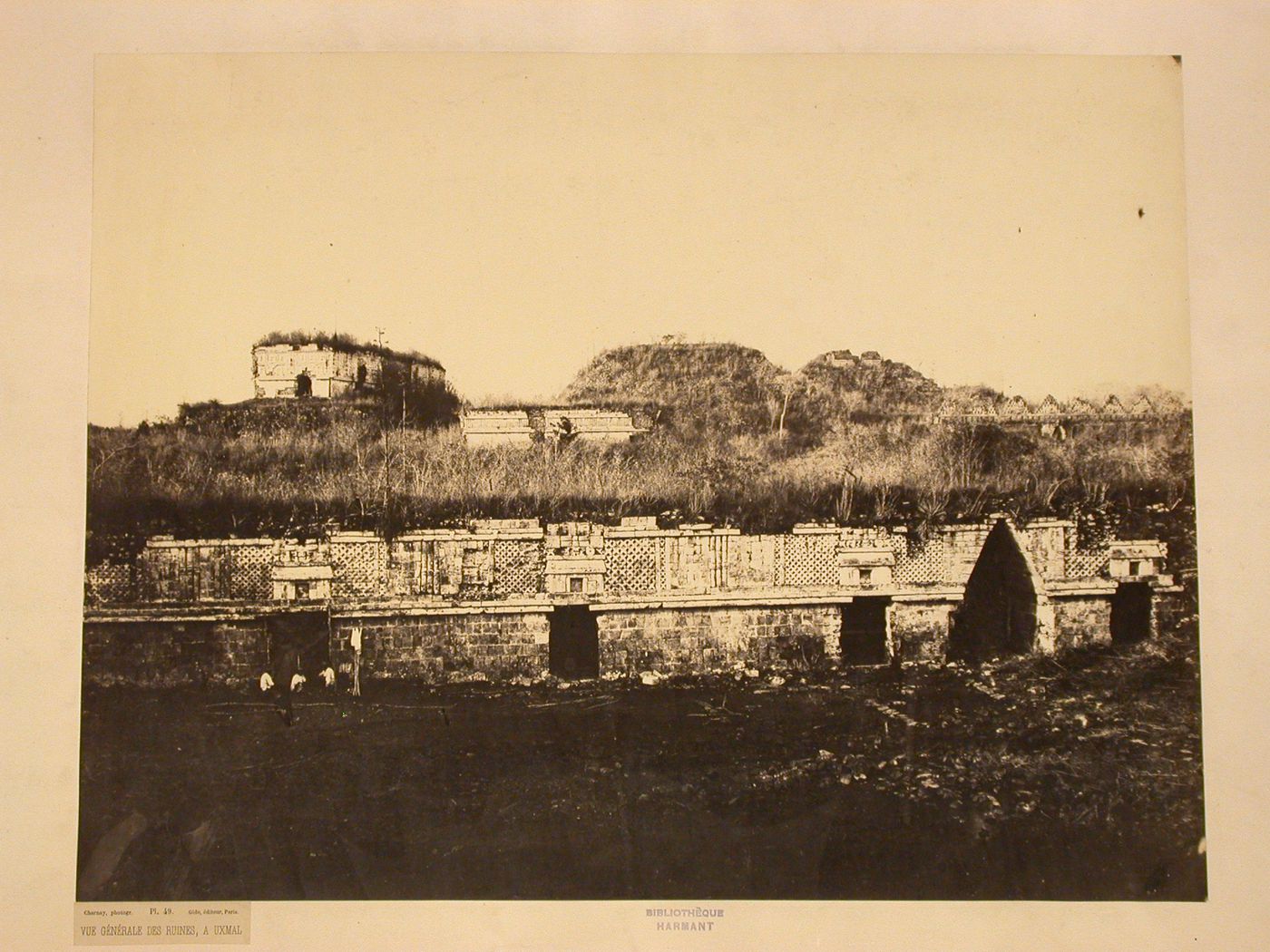 View of Uxmal Site from inside the Nunnery Quadrangle showing the House of Turtles, Palace of the Governor, Great Pyramid and the House of the Doves, Mexico