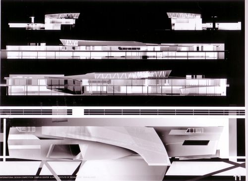 Presentation panels showing plans, elevations and sections