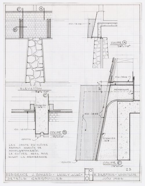 Détails des gargouilles pour Résidence Jean Simard, Laval-sur-le-Lac, Québec