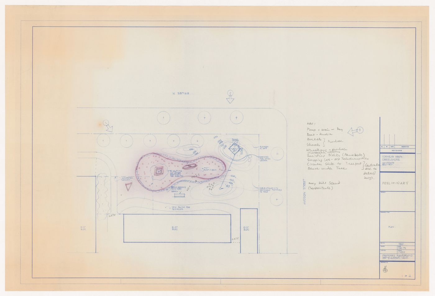 Preliminary site plan for Playground, 38th and Hoodson, Vancouver, British Columbia