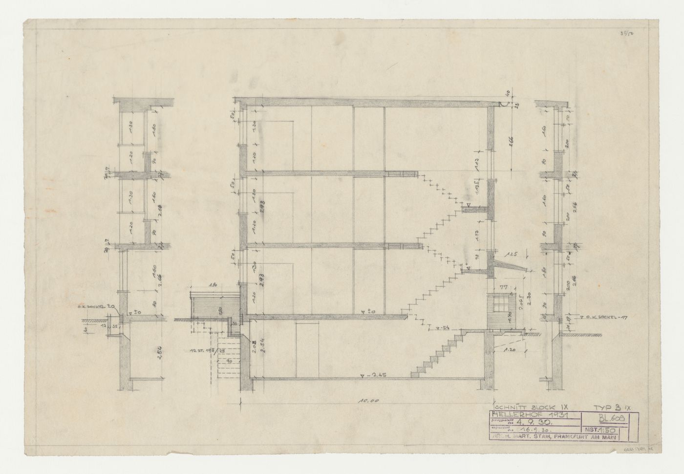 Section for type B housing units, Hellerhof Housing Estate, Frankfurt am Main, Germany