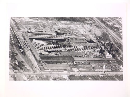 Aerial view of the Press and Hub Building, Budd Wheel Company Assembly Plant, Detroit, Michigan