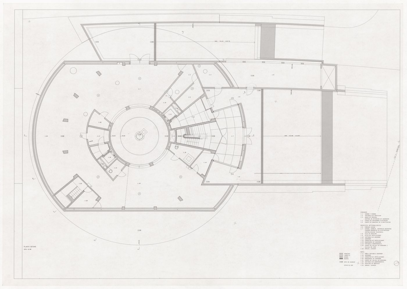 Basement floor plan for Centro Meteorológico da Villa Olimpica, Barcelona, Spain