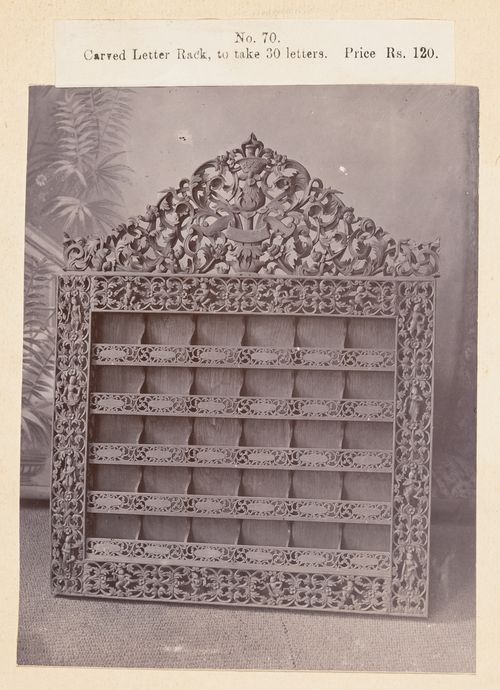 View of a rack, F. Beato Limited, C Road, Mandalay, Burma (now Myanmar)