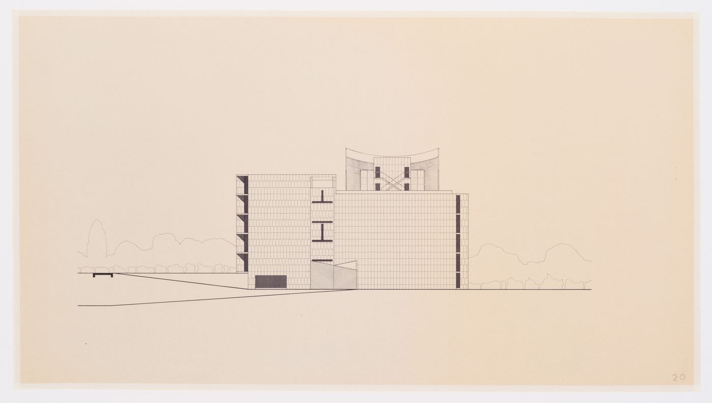 Elevation for the Museum of Knowledge, Sector 1, in Chandigarh, India