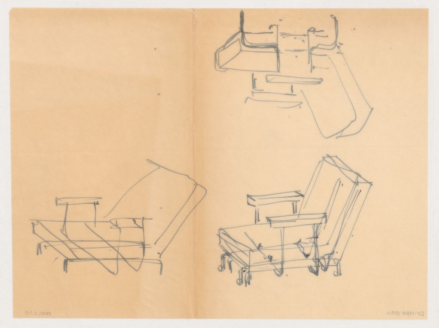 Sketch perspectives for a chair, possibly for Metz & Co., Amsterdam, Netherlands