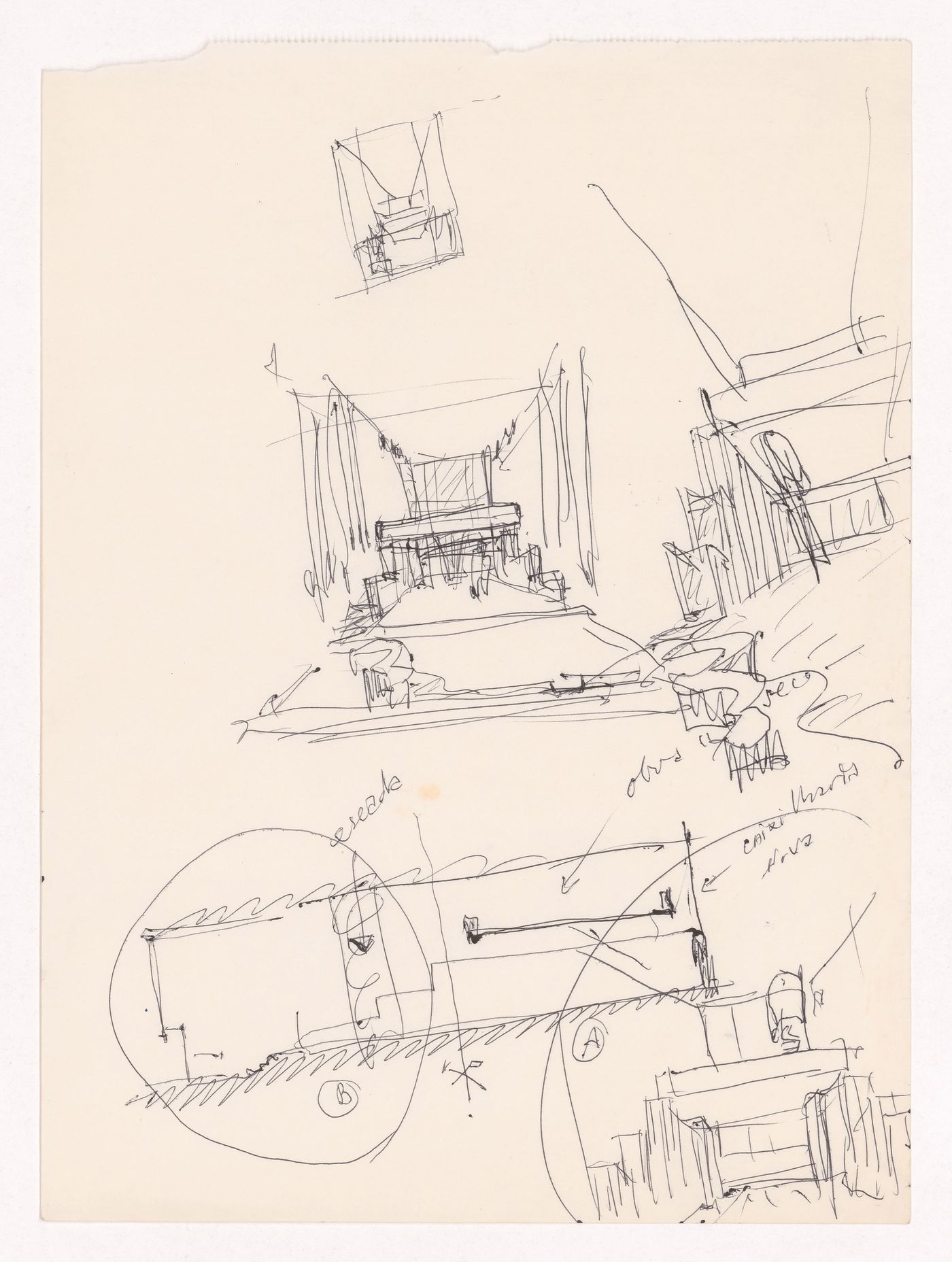 Sketch plan and perspectives for Loja Turquesa - Irmãos Campos Morais, Porto, Portugal