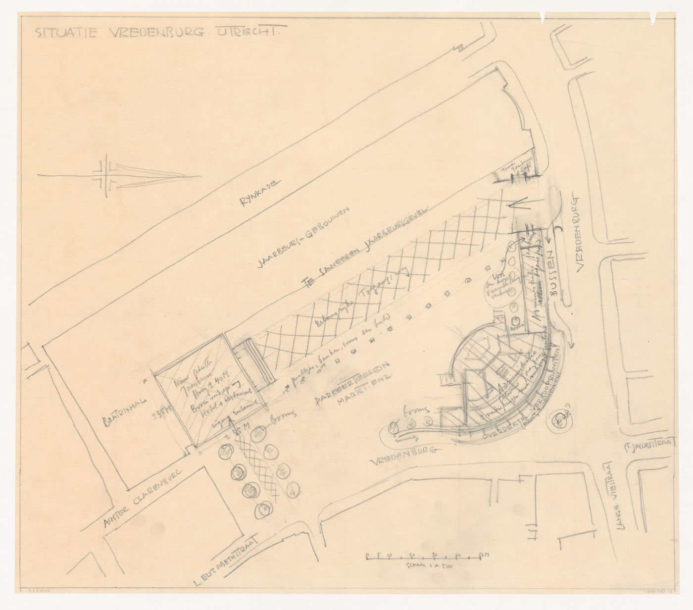 Sketch site plan for Vredenburg mixed-use development, Utrecht, Netherlands