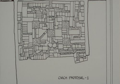 Site plan of Centre for Minimum Cost Housing proposal for the Aranya Housing Project, Indore, India