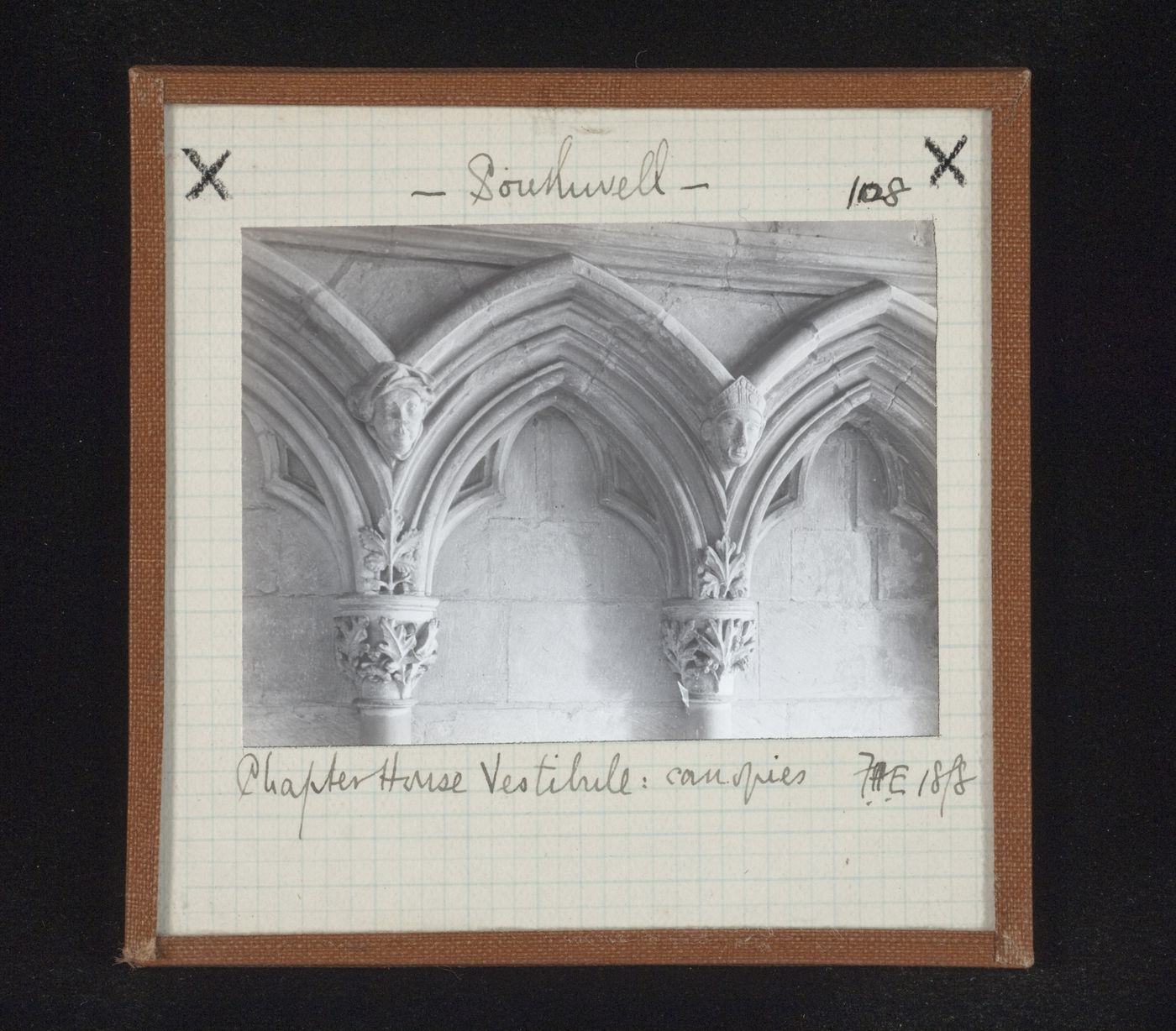 Partial view of blind arcade in vestibule of Chapter House, Southwell Minster, Southwell, Nottinghamshire, England