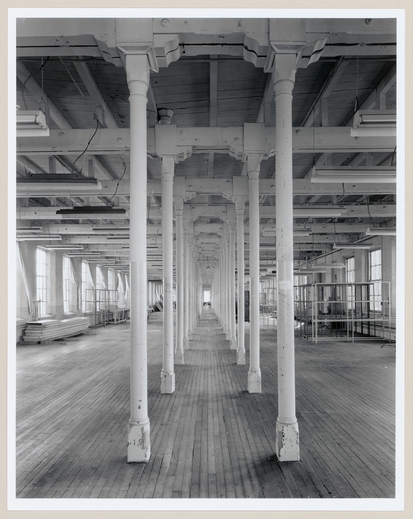 Interior view of workshops on the fourth floor of the Belding Corticelli Spinning Mill, Montréal, Québec