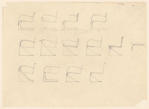 Fourteen studies for a cantilevered chair (Brno chair variations)