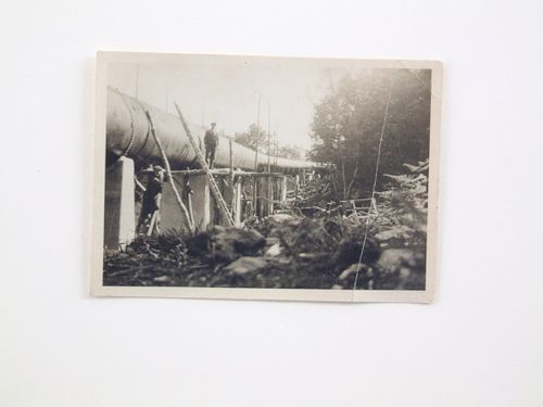 View of pipeline under construction in rural area, unknown location