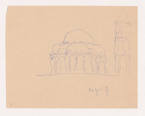 Elevation of a project for a central-plan church with a tower