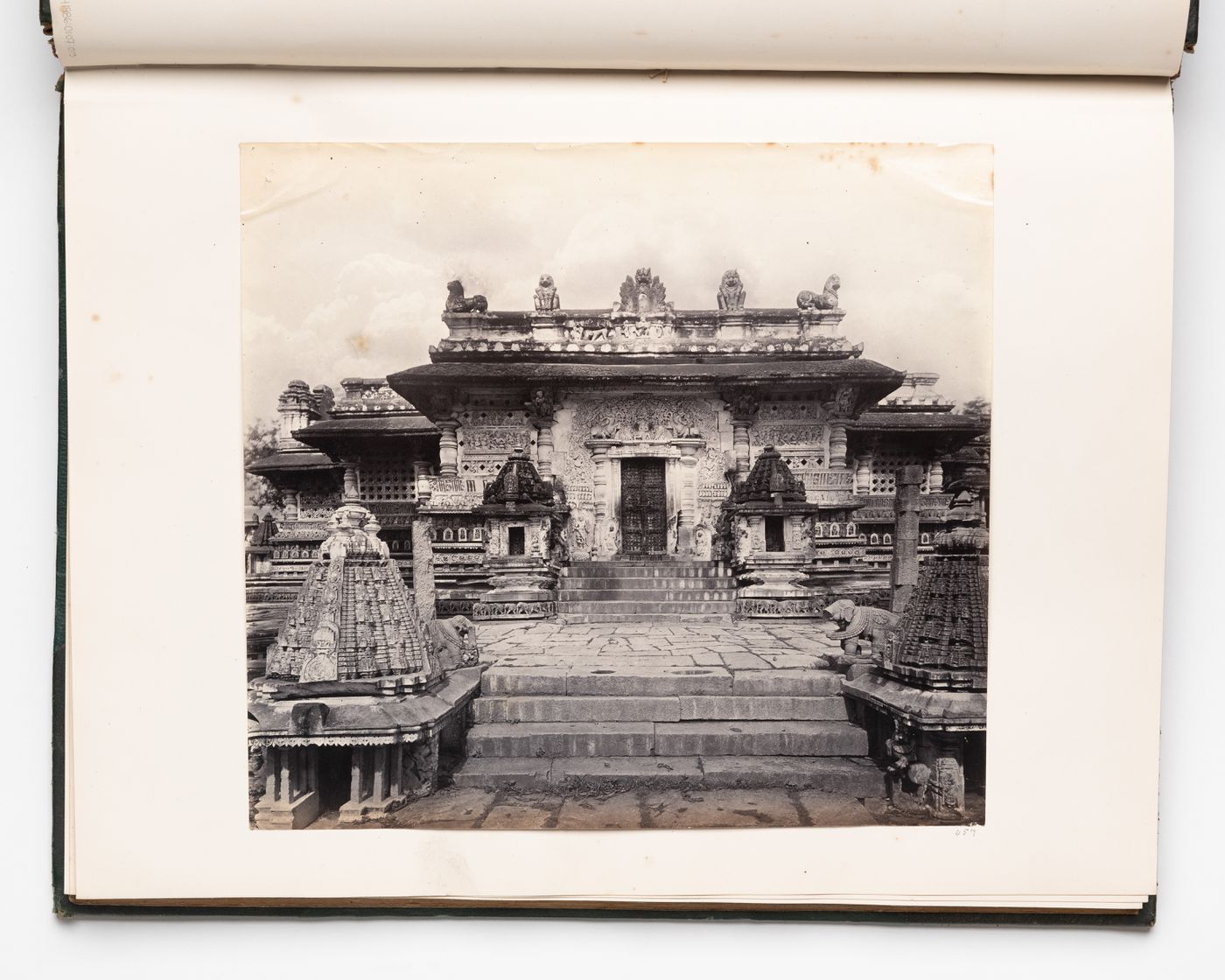 Partial view of the east entrance to the Chennakesava Temple, with two shrines at the base, Belur, India