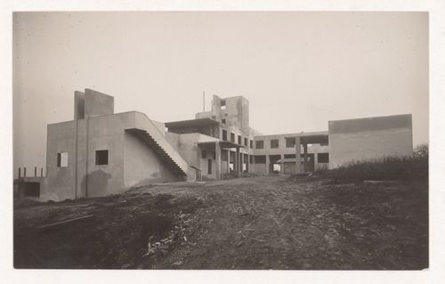 Exterior view of Paul Poiret's villa under construction, Mézy-sur-Seine, France