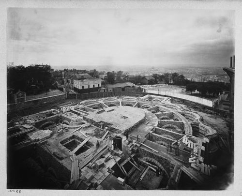 Overall view of the construction of Basilica of Sacré-Coeur de Montmartre, Paris, France