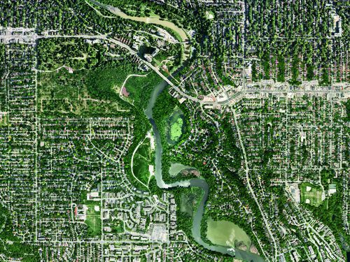 An Enduring Wilderness: aerial of Humber River, Toronto