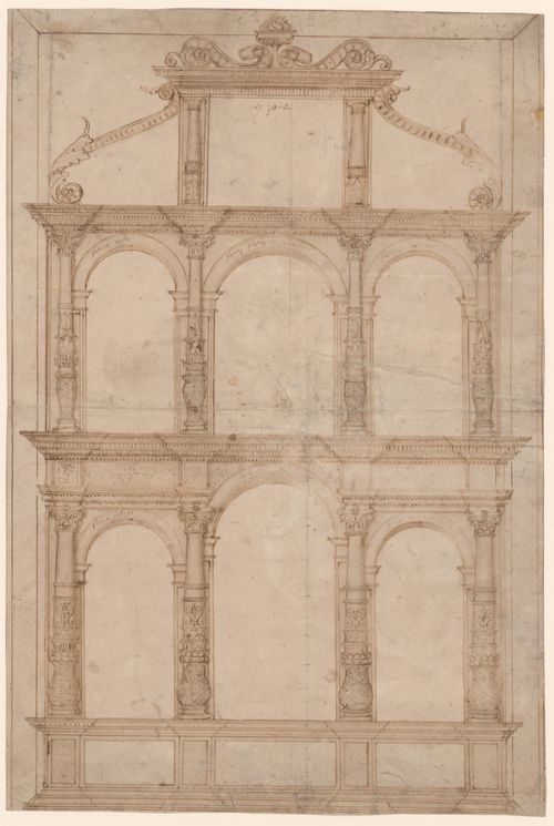 Elevation for an altarpiece frame with Corinthian columns