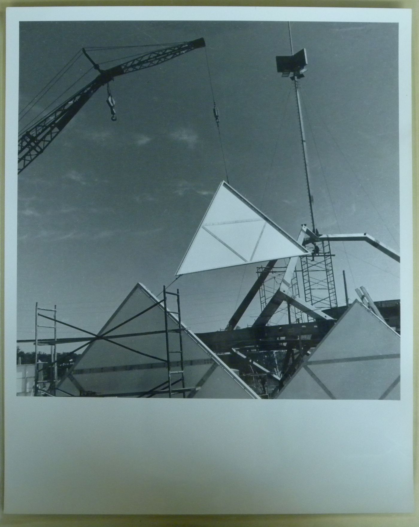 View of the Austrian Pavilion as its construction stage, Expo 67, Montréal, Québec
