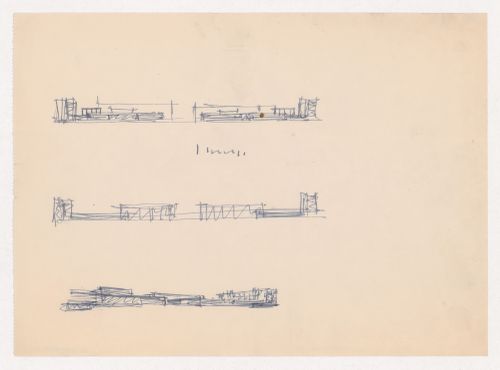 Sketch elevations and perspective sketch for Illinois Institute of Technology