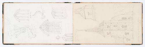 Perspective and detail of St. Nicholas Church, Chislehurst, Kent, England (recto); Details of [Paul's Crown ?] Church, England (verso)