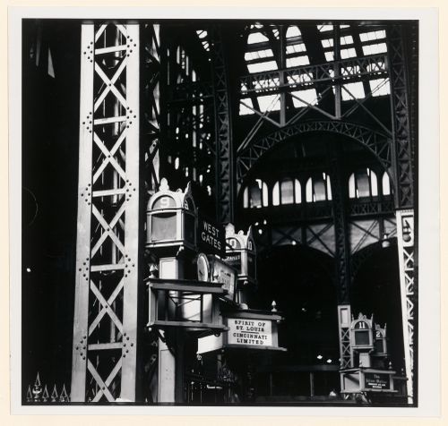 West Gates 9 and 10, probably Penn Station, New York City; View of Railroad Station gates and arched ceiling, The Spirit of St. Louis
