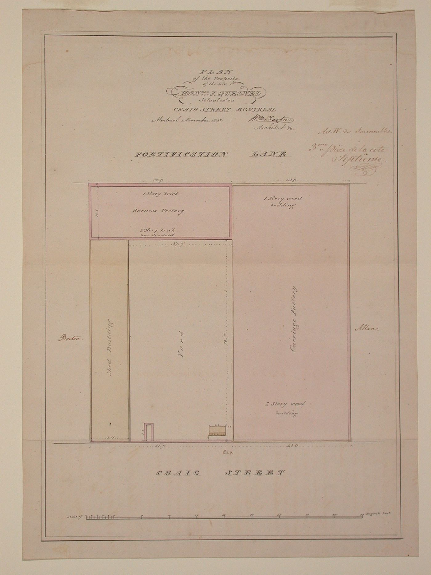 Property of J. Quesnel,Craig & Cote Sts. - plan