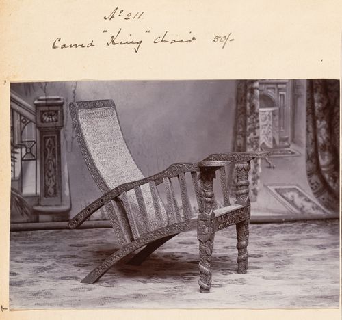 View of a chair, F. Beato Limited, C Road, Mandalay, Burma (now Myanmar)