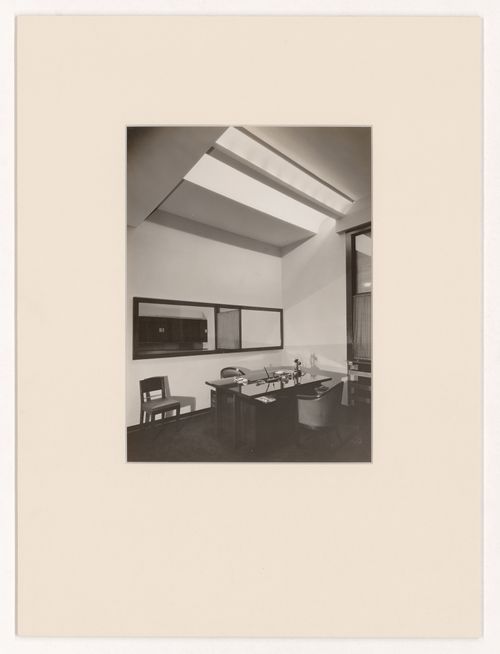 Interior view of office in Société Paris-France, showing desk, boulevard Voltaire, 11th arrondissement, Paris, France