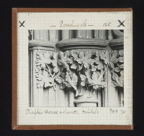 Detail view of captials in Chapter House of Southwell Minster, Southwell, Nottinghamshire, England