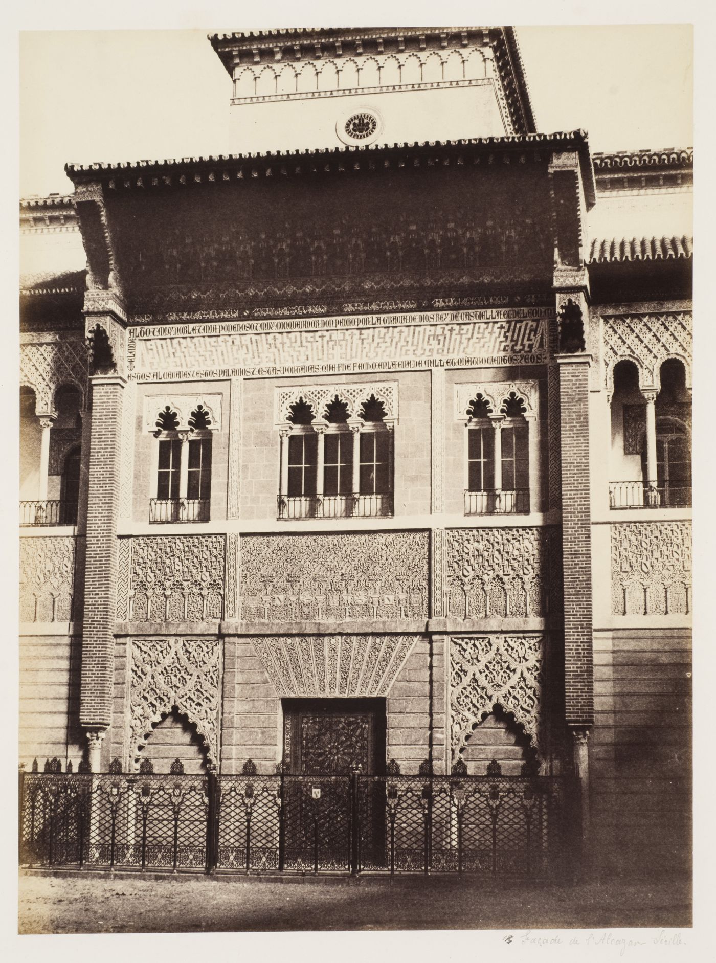 View of the facade of the royal palace (Alcazar) of Seville, Spain