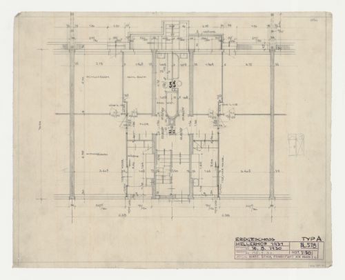 Ground floor plan for type A housing units, Hellerhof Housing Estate, Frankfurt am Main, Germany