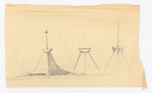 Sketched elevations, North Christian Church, Columbus, Indiana