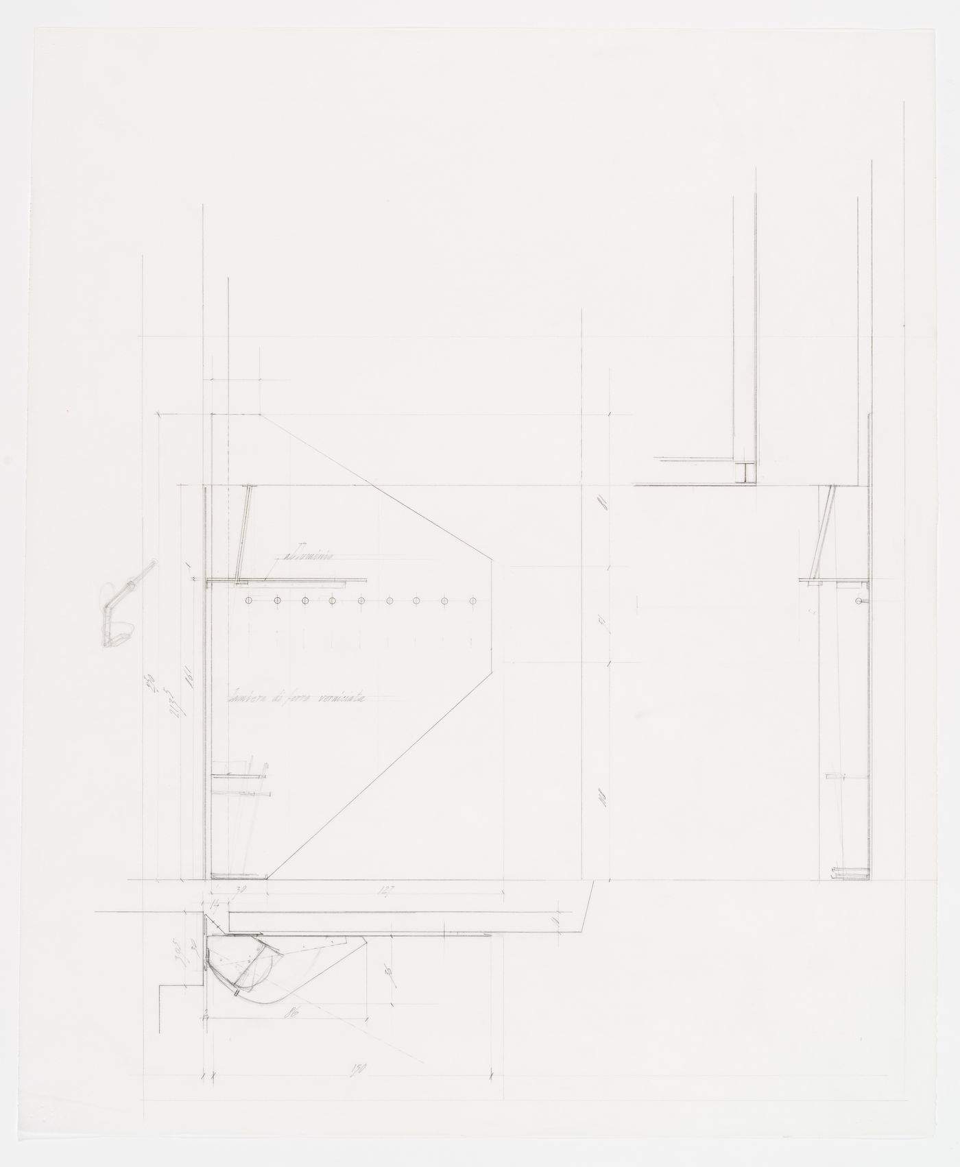 Detail of coat rack for Casa Righi, Milan, Italy