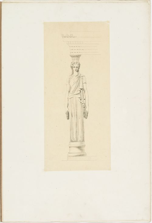 Front elevation of a nineteenth century caryatid supporting a schematic entablature