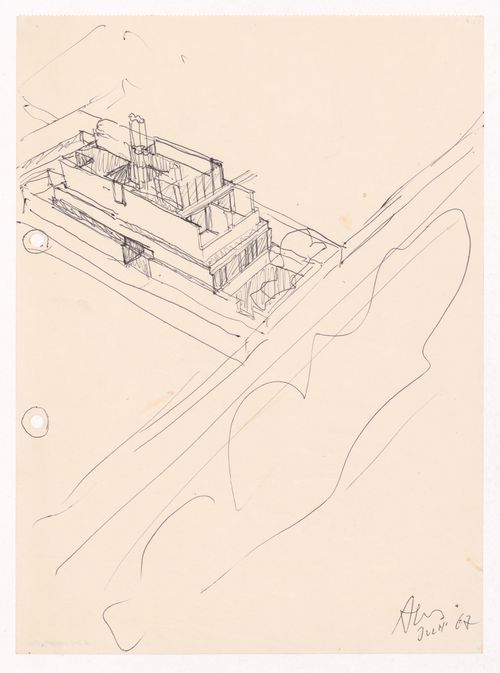 Sketch axonometric view for Casa Manuel Magalhães, Porto, Portugal