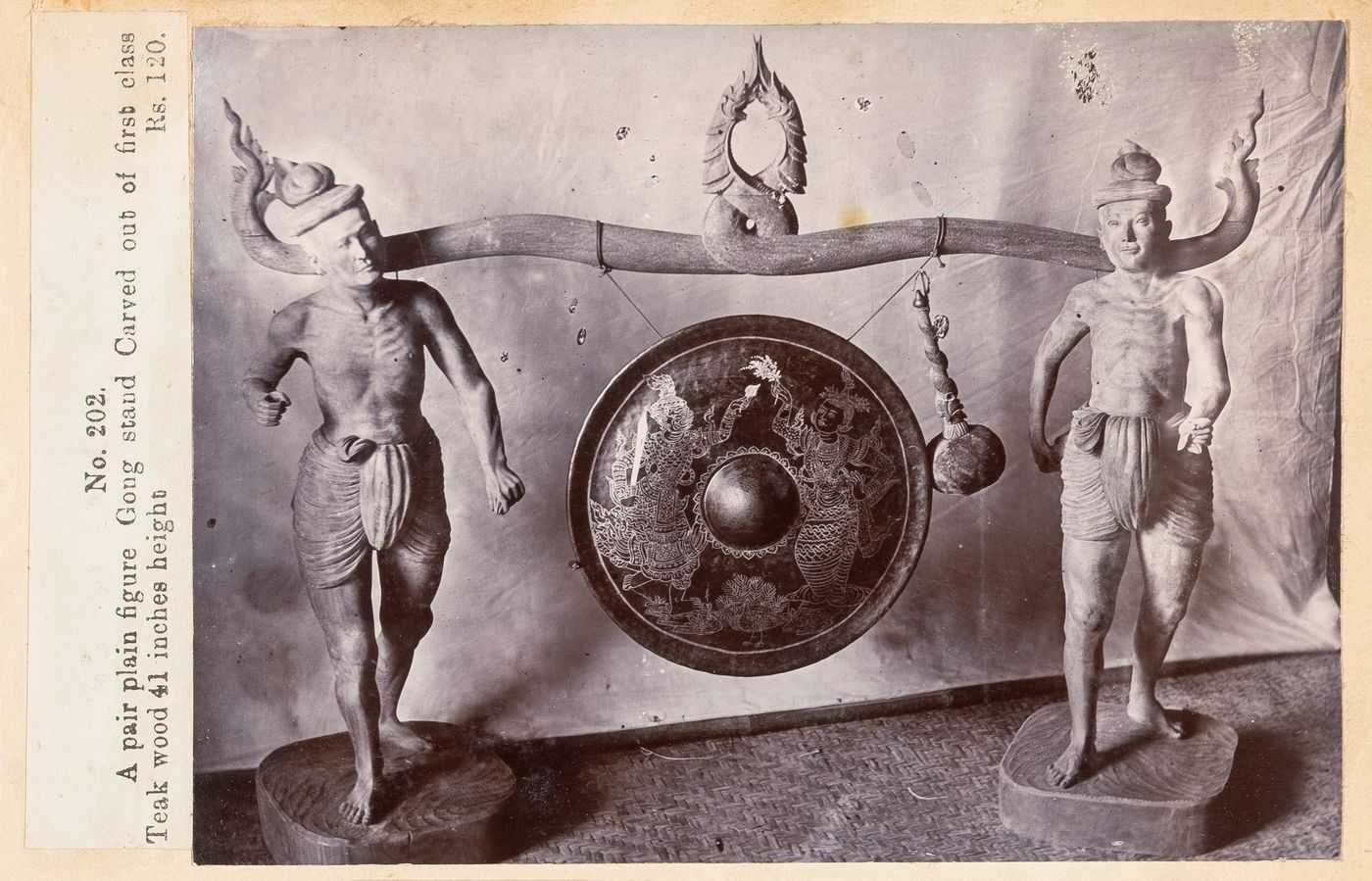View of a gong, F. Beato Limited, C Road, Mandalay, Burma (now Myanmar)