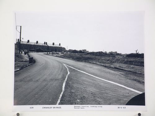 View of eastern junction, looking along Wested Lane, during construction of the Swanley Bypass, England